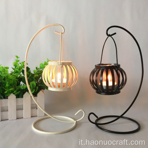 candeliere zucca lanterna in vetro artistico in ferro
